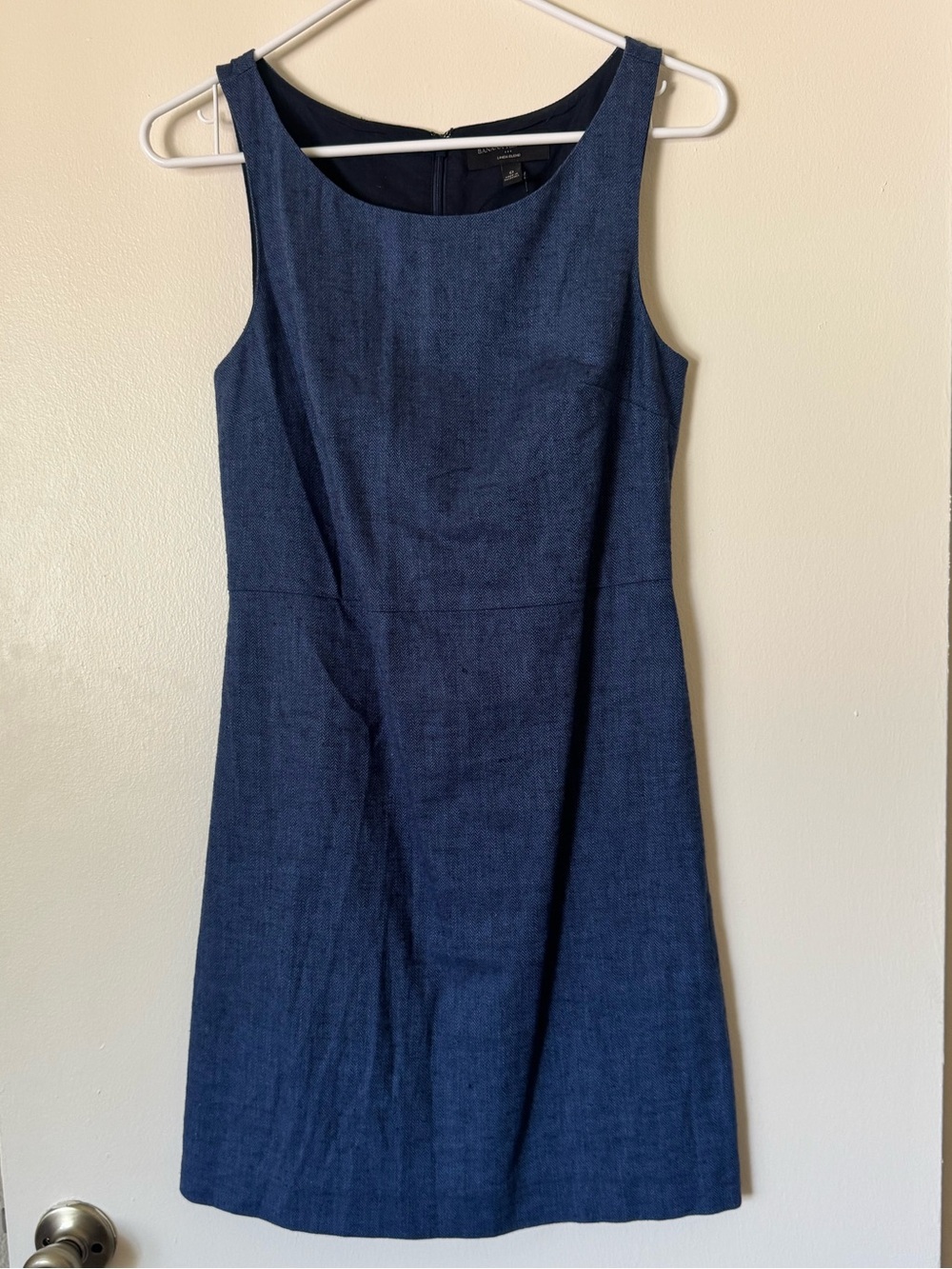 Banana Republic Blue Herringbone Linen Blend Office Dress NWT Size 0